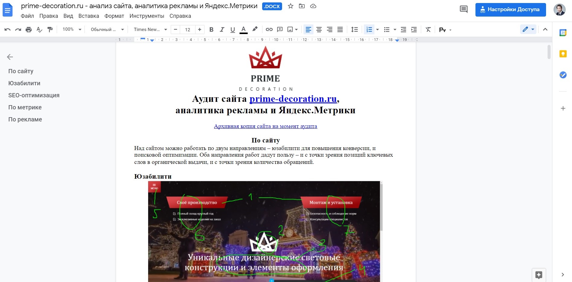 Аудит интернет-магазина prime-decoration.ru, аналитика рекламы и