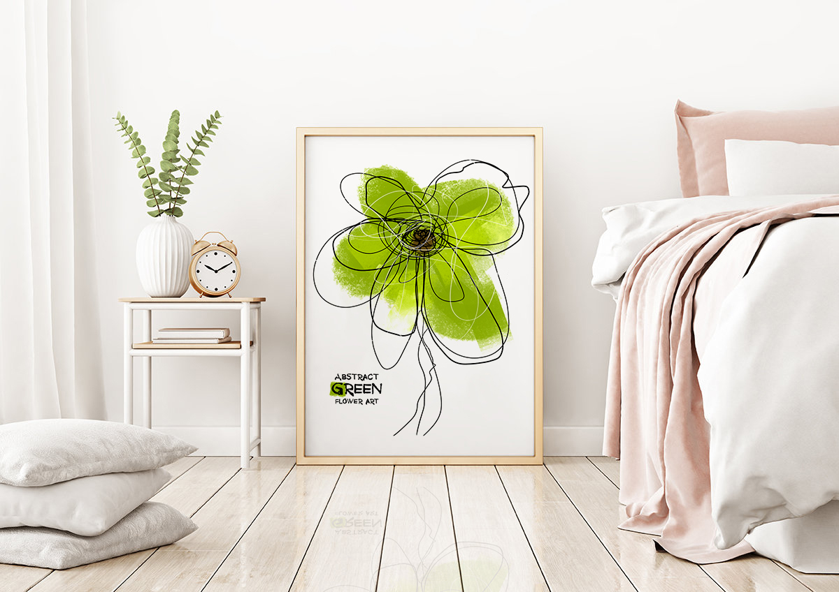 Green Abstract flower art (в интерьере).jpg