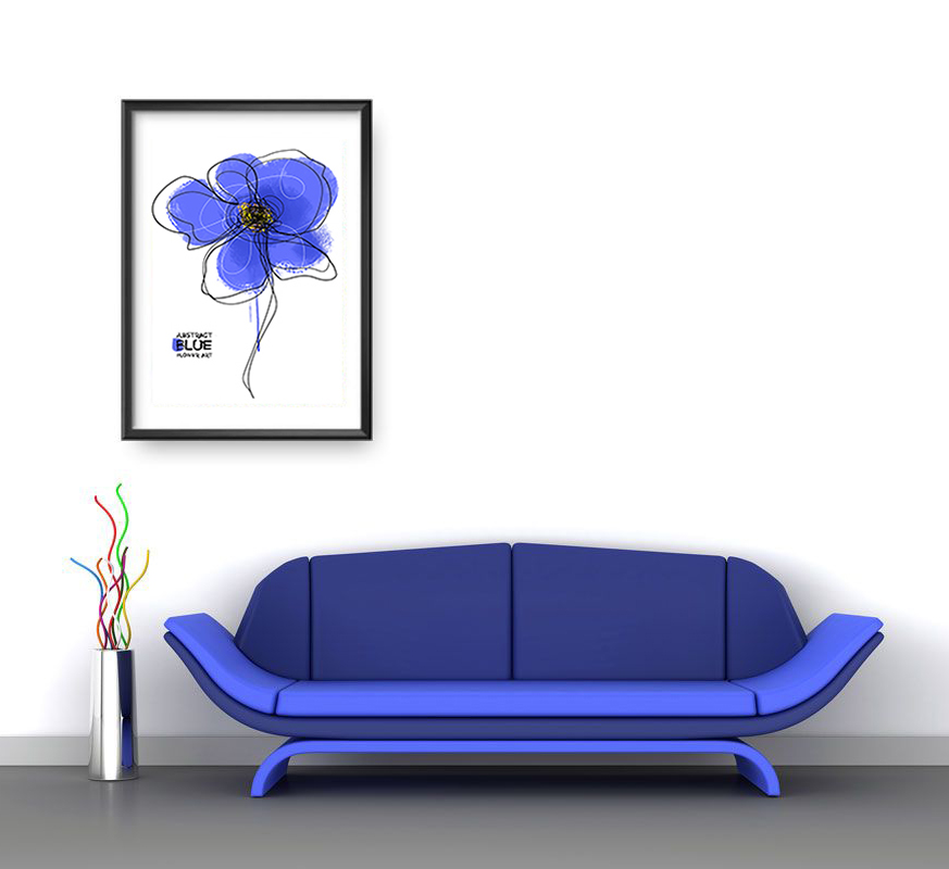 Blue Abstract flower art (в интерьере).jpg