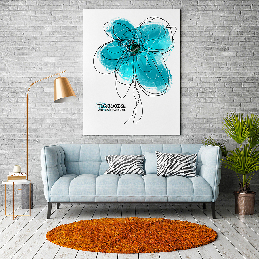 Turquoise Abstract flower art (в интерьере).jpg