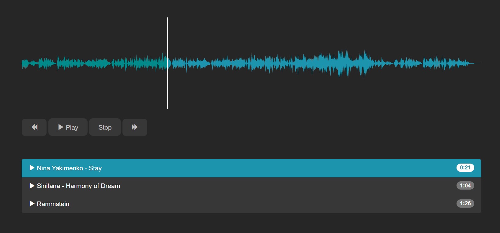 Проигрыватель waveform (форма волны) mp3 с плейлистом на HTML5.j