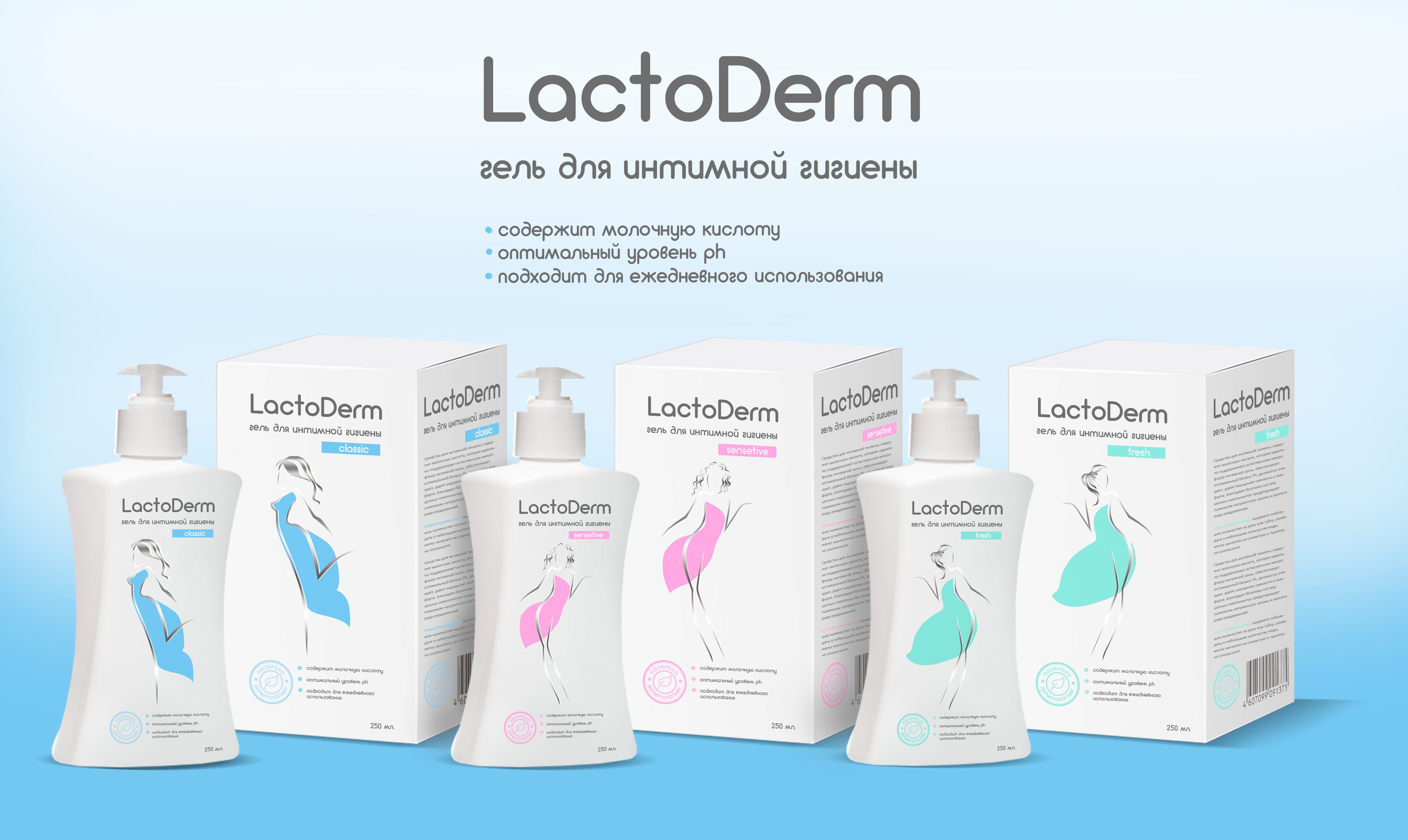 Дизайн этикетки и упаковки геля для интимной гигиены Lactoderm ...