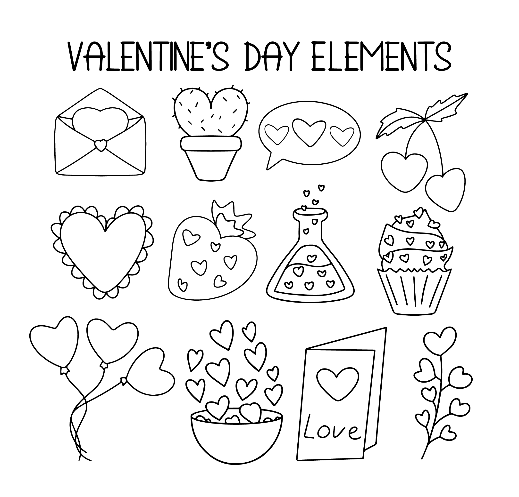 Vector elements outline line silhouette concept beautiful icons 