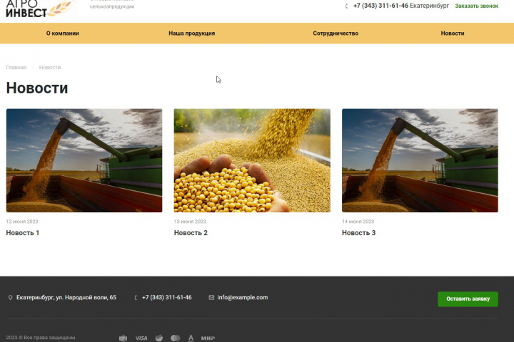 Сайт-визитка с каталогом продукции