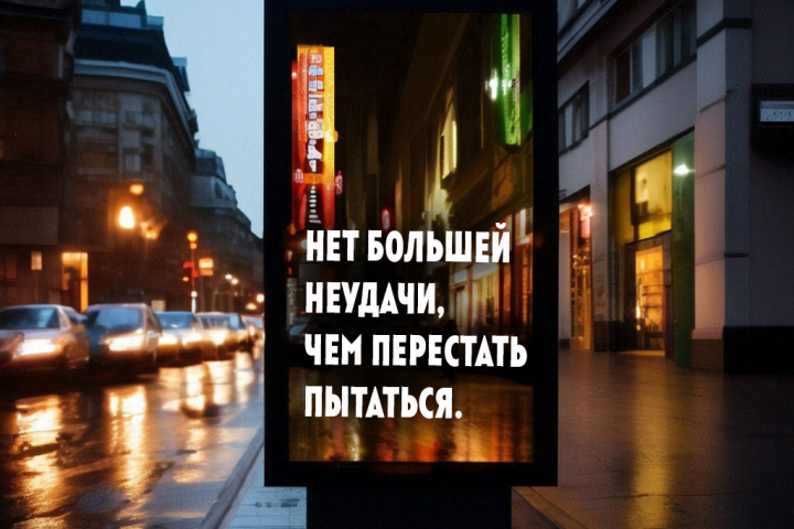 НЕТ БОЛЬШЕЙ НЕУДАЧИ,  ЧЕМ ПЕРЕСТАТЬ ПЫТАТЬСЯ.