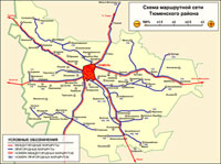 Схема маршрутной сети для Тюменского автовокзала