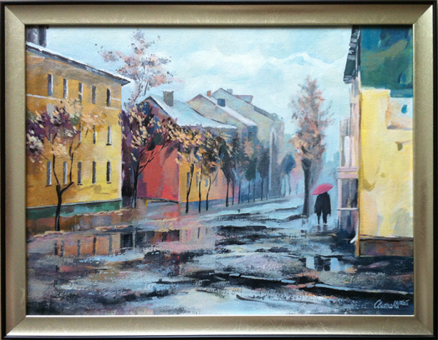 Дождь прошел (в рамке). Холст, акрил.