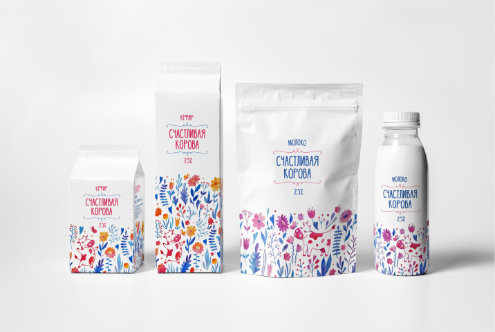 Дизайн упаковки для линейки молочных продуктов