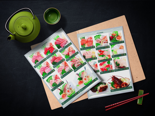 Меню для ресторана японской кухни.