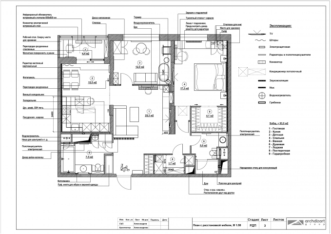 План квартиры 95 м2