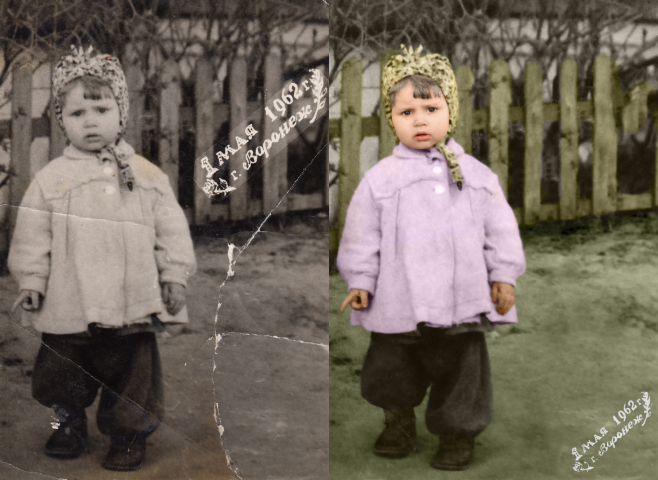 реставрация и раскрашивание ч/б фото