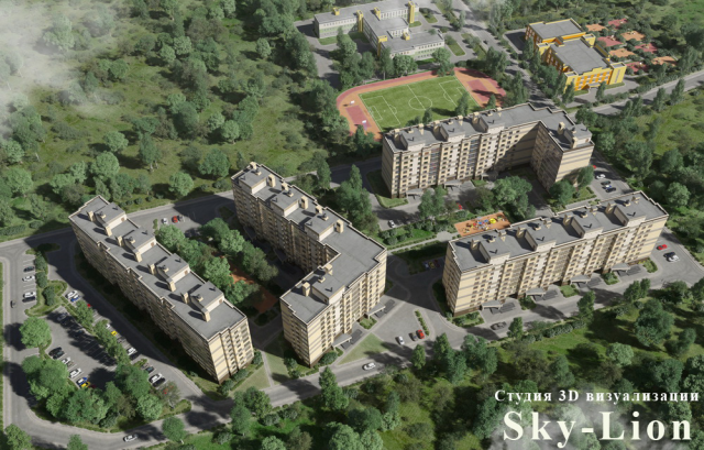 Визуализация экстерьера с птичьего полета