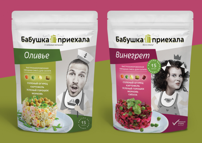 Дизайн серии упаковок БАБУШКА ПРИЕХАЛА