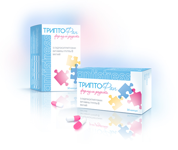 Успокоительный БАД ТРИПТОФАН. Дизайн упаковки и блистера.