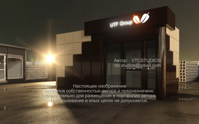 Визуализация рекламного оформления торгового павильона