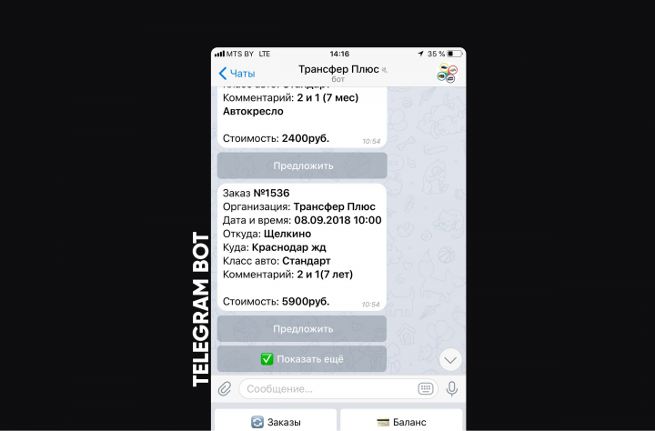 Телеграм бот трансфер плюс
