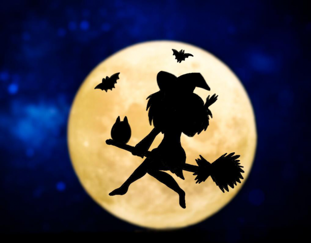 Иллюстрация "Ведьма на фоне луны"