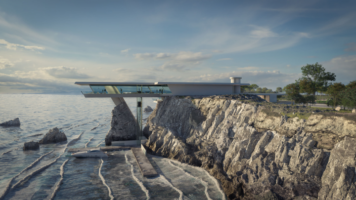 Дом с пирсом в минимализме