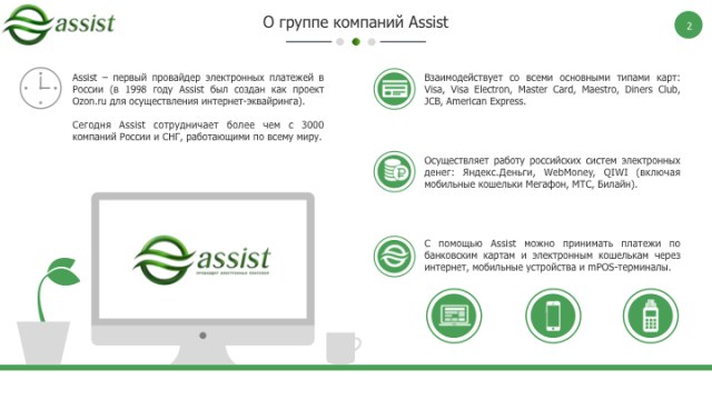Презентация для провайдера электронных платежей "Assist"