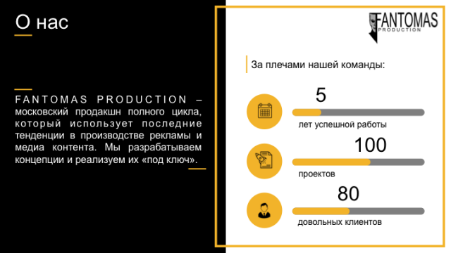 Презентация для "Fantomas Production"