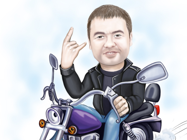 Шарж на мотоцикле