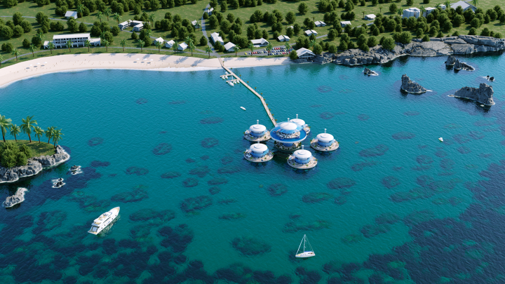HIVE. Подводная гостиница. Бермуды. Вид на остров