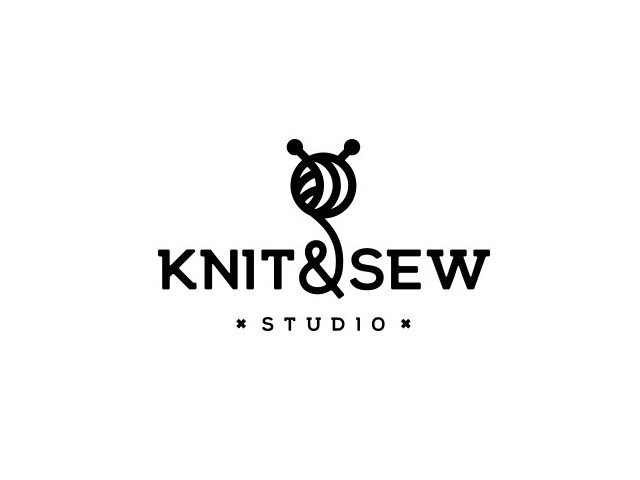 Логотип для студии рукоделия Knit&Sew. Курсы по кройке и шитью, вязанию и вышиванию