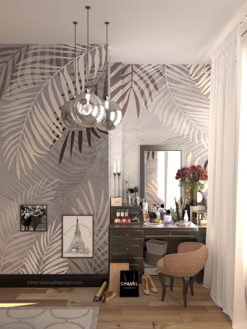 Bedroom interior. Makeup table.