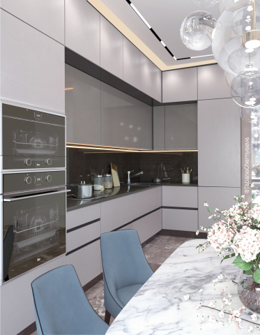 Modern style kitchen interior.