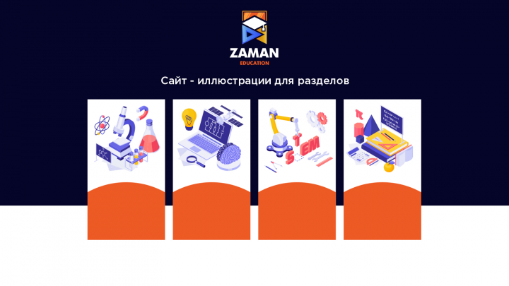 Иллюстрации для сайта в рамках фирменного стиля для компании Zam