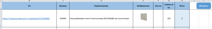 парсинг Петрович VBA petrovich.ru