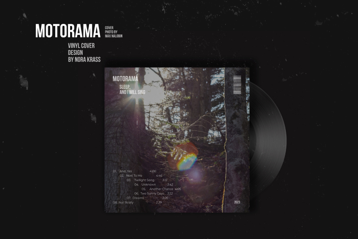 Концепт-дизайн виниловой обложки для инди-группы Motorama — визуальная интерпретация холодной романтики и минимализма