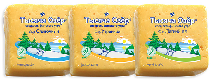 Упаковка Сыры сливочные "Тысяча Озер"