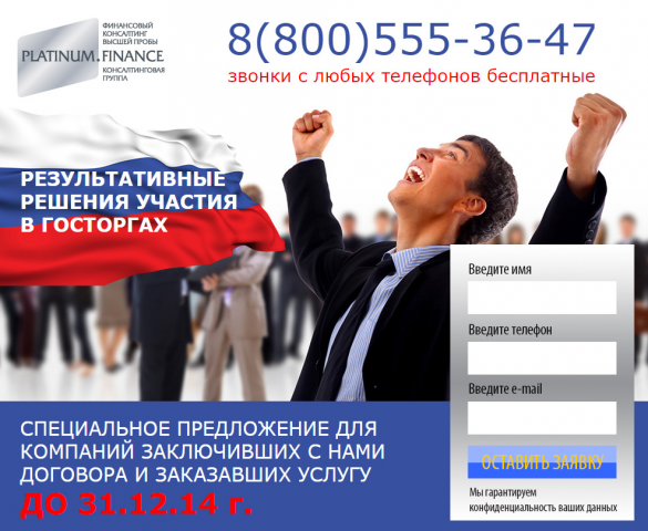 Лэндинг для Platinum Finance, гос. торги