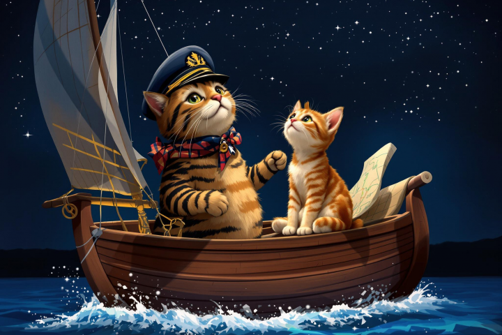 Барсик и Пушистик в море