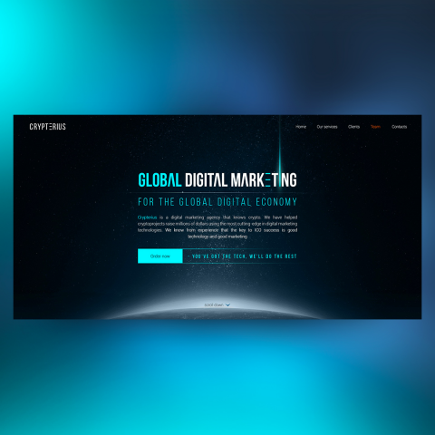Landing Page for" Crypterius " ICO projects on Blockchain