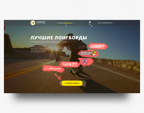 Разработка Landing Page для продажи лонгбордов