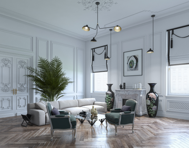 Living room with Huge Vases