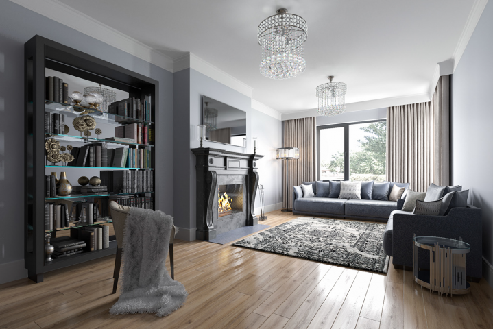 Living room with Fireplace