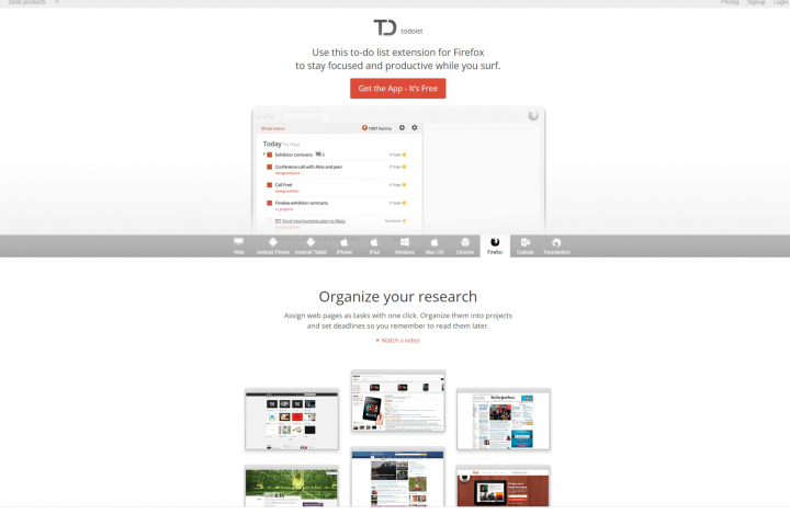 Landing page для компании Todoist