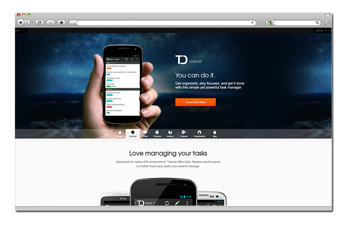 Landing page для компании Todoist