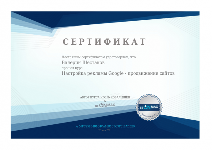 Сетификат по Google Ads