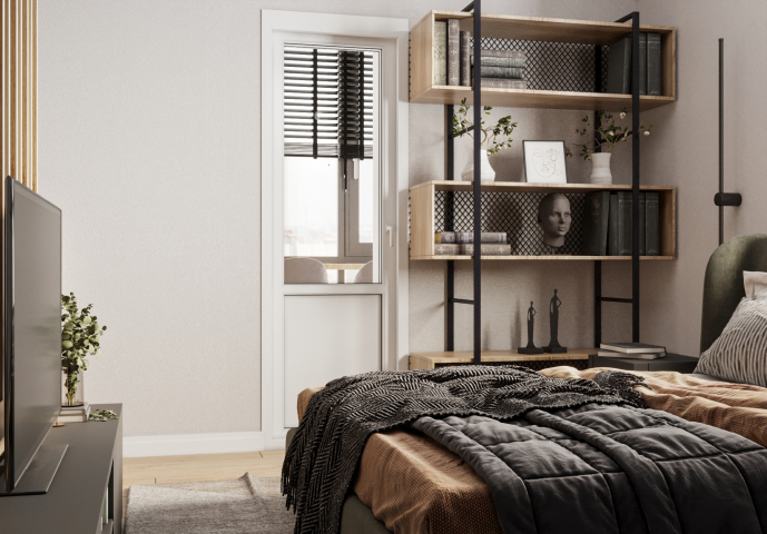 Спальня в стиле лофт