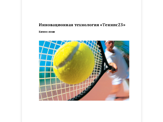 Бизнес-план инновационного продукта