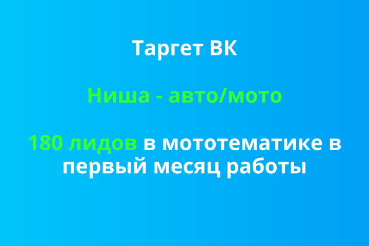 Таргет ВК. 180 лидов в мототематике в первый месяц работы