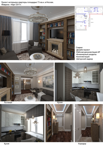 Квартира площадью 73 кв.м. в Москве