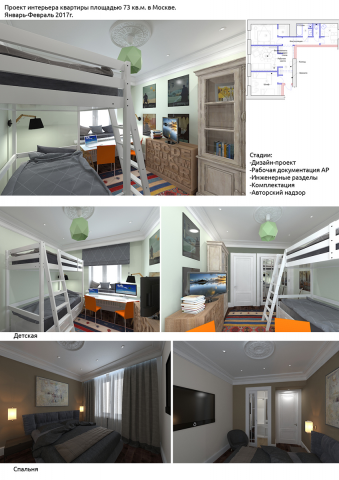 Квартира площадью 73 кв.м. в Москве