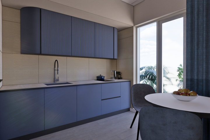 Кухня в оттенке кобальт