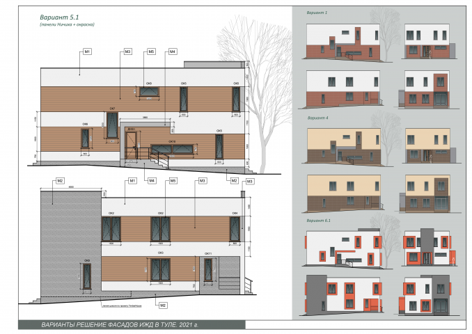 Варианты фасадов ИЖД. 2021 г.