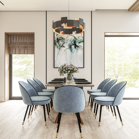 Зона столовой в доме в Краснодаре